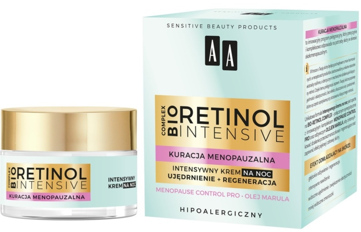 Інтенсивний крем AA Retinol Intensive Kuracja Menopauzalna зміцнення + відновлення нічний 50 мл (5900116083667) - зображення 1