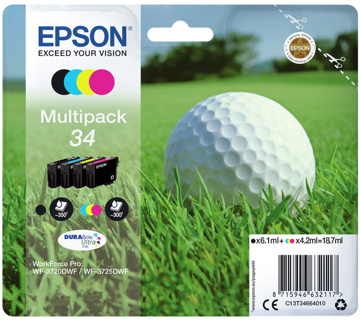 Zestaw tuszy Epson 34 Multipack Cyan/Magenta/Yellow/Black (8715946632117) - obraz 1