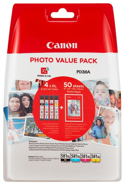 Набір картриджів Canon CLI581XL Multipack Cyan/Magenta/Yellow/Black (8714574652054) - зображення 1