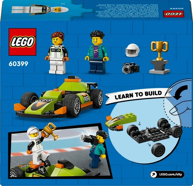 Zestaw klocków LEGO City Zielony samochód wyścigowy 56 elementów (60399) - obraz 2