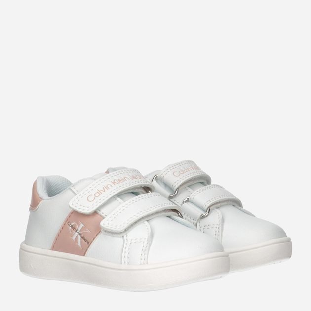 Buty sportowe dziecięce dla dziewczynki na rzepy Calvin Klein Jeans Low Cut Velcro Sneaker V1A9-80782-1355X134 30 Białe (8052578509586) - obraz 2