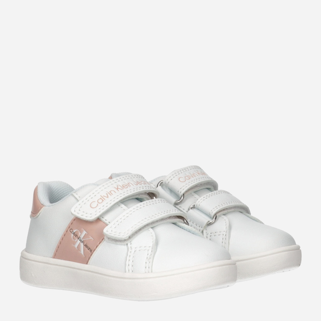 Tenisówki dziecięce dla dziewczynki na rzepy Calvin Klein Jeans Low Cut Velcro Sneaker V1A9-80782-1355X134 30 Białe (8052578509586) - obraz 2