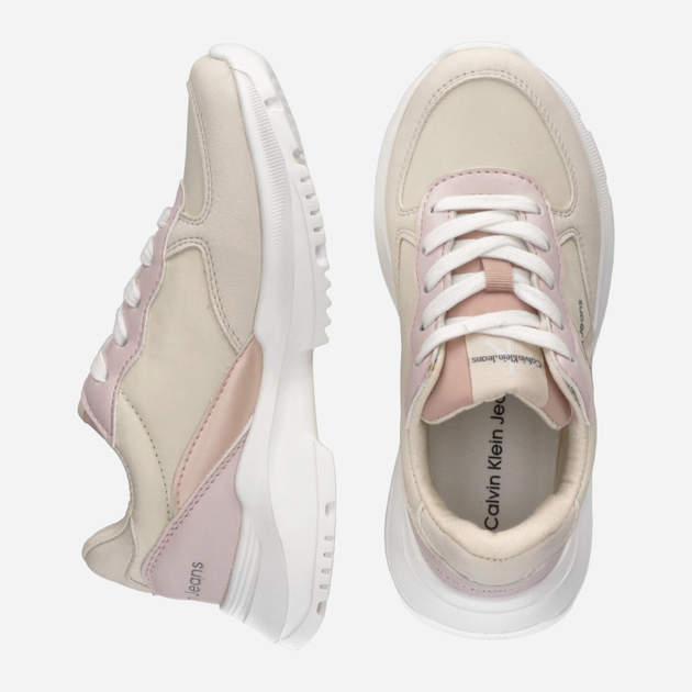 Sneakersy dziecięce dla dziewczynki Calvin Klein Jeans Low Cut Lace-Up Sneaker V3A9-80809-1461B027 37 Beżowy/Różowy (8052578519677) - obraz 4