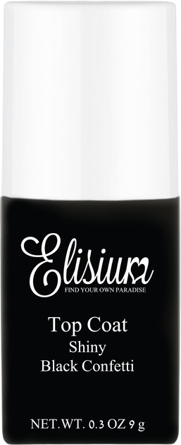 Топ Elisium Top Coat Shiny для гібридних лаків Black Confetti 9 г (5902539718201) - зображення 1