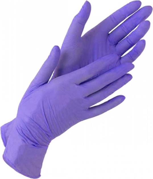 Перчатки смотровые нитриловые нестерильные, текстурированные Medicom SafeTouch Advanced Violet неопудренные 3.4 г фиолетовые 50 пар № XS (1183/XS) - изображение 2