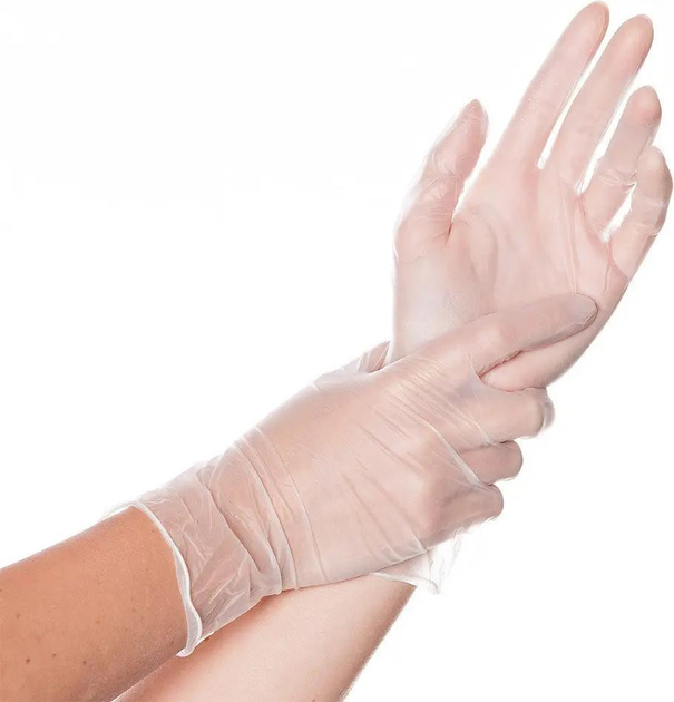 Перчатки смотровые виниловые нестерильные Medicom SafeTouch неопудренные прозрачные 50 пар № XL (11131-D) - изображение 2