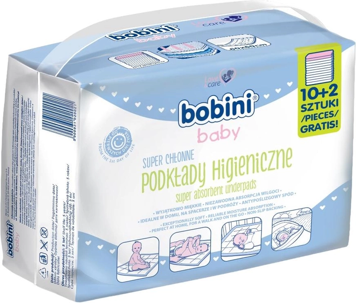 Podkłady higieniczne Bobini Baby Super 12 szt (5900931020021) - obraz 1
