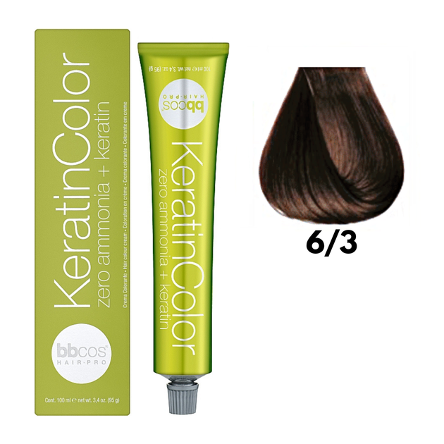 6/3 Крем-фарба для волосся безаміачна BBCOS Keratin Color блондин темний золотистий 100 мл - Фото 1 6/3 Крем-фарба для волосся безаміачна BBCOS Keratin Color блондин темний золотистий 100 мл - зображення 1