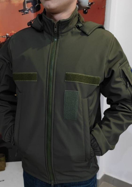 Куртка тактическая Soft Shell водонепроницаемая флис хаки 48 - изображение 1