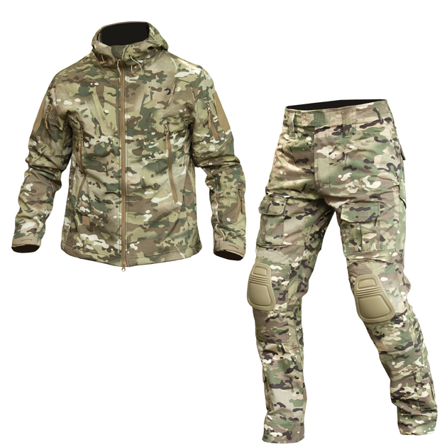 Костюм розмір XL Soft Shell Caiman мультикам куртка та штани G2 з наколінниками - зображення 1