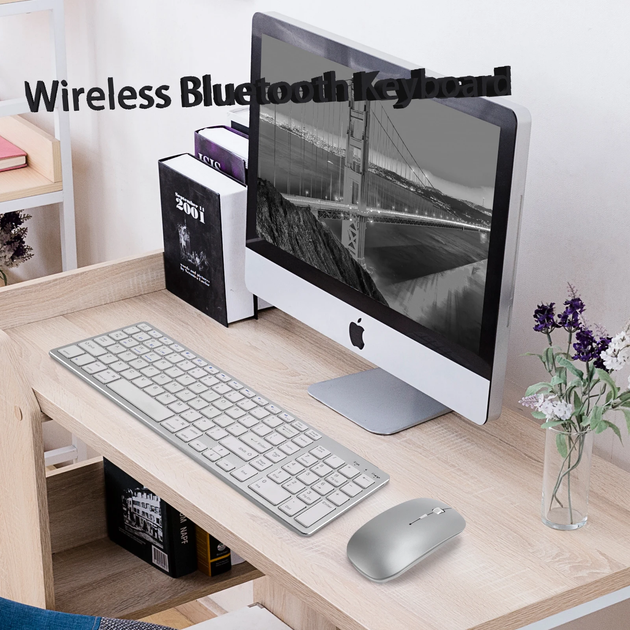Комплект бездротовий VHG E68, клавіатура + миша, White 2.4G + Bluetooth Dual-mode wireless keyboard - изображение 2
