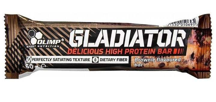 Протеїновий батончик Olimp Gladiator High Protein Bar 60 г Брауні (5901330073397) - зображення 1