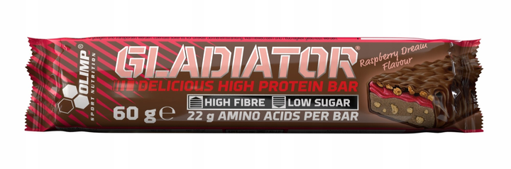Baton proteinowy Olimp Gladiator High Protein Bar 60 g Malina (5901330073410) - obraz 1