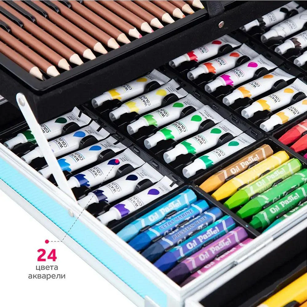 Дитячий набір для творчості Drawing Board ART- 3965 145 предметів кейс Блакитний - зображення 5