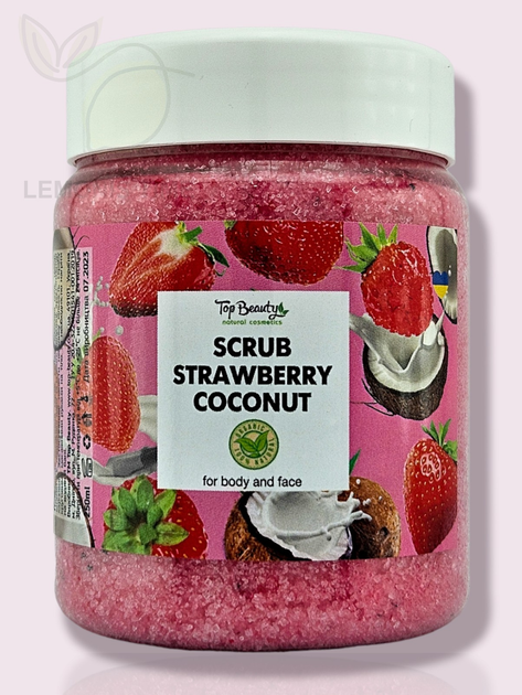 Сахарный скраб для лица и тела клубника - кокос Top Beauty Scrub ...