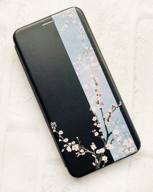 Чохол-книжка з малюнком для Samsung Galaxy A04 Чорний :: Квітуча сакура (принт 285) - Фото 2 Чохол-книжка з малюнком для Samsung Galaxy A04 Чорний :: Квітуча сакура (принт 285) - зображення 2