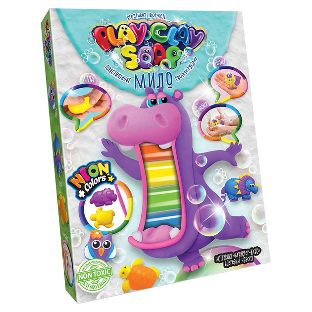Набір творчої творчості "Пластилінове мило" Play Clay Soap Danko Toys середній Бегемот (PCS-03-01U00001111) - зображення 2