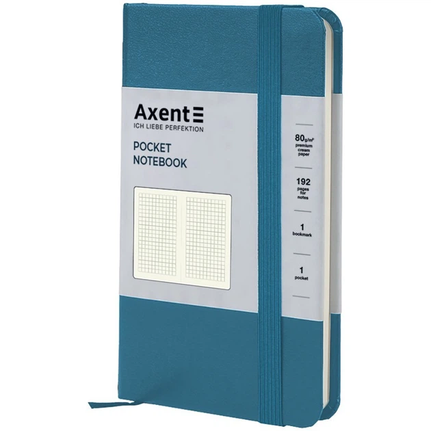 Книга записна Axent Partner, 9.5x14 см, 96 листів, клітка, синій індіго - изображение 2