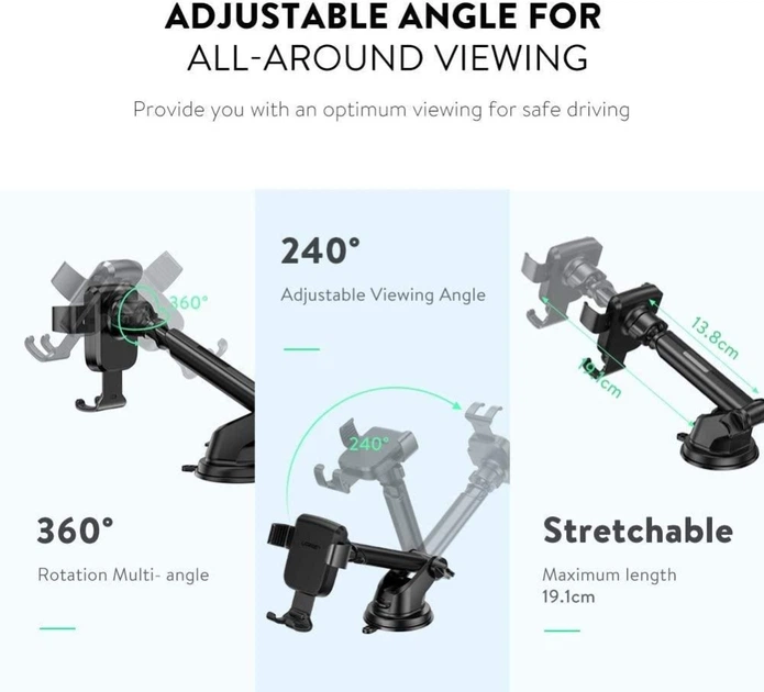 Автомобильный держатель для телефона Ugreen Car Mount Cell Phone Holder Dashboard Black (YM1057) - изображение 5