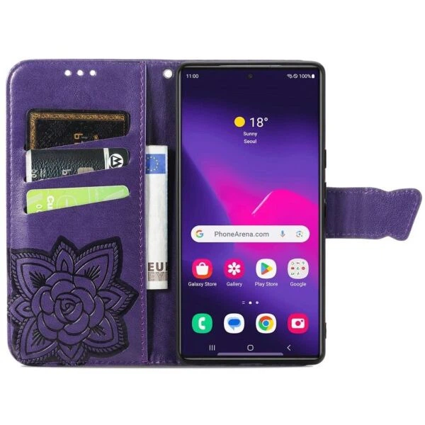 Чехол-книжка с рисунком UniCase Butterfly Pattern для Samsung Galaxy S24 Ultra - Dark Purple - изображение 2