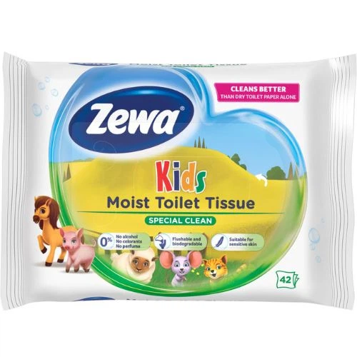 Туалетний папір вологий Zewa Kids Moist 42шт Кідс - Фото 1 Туалетний папір вологий Zewa Kids Moist 42шт Кідс - зображення 1