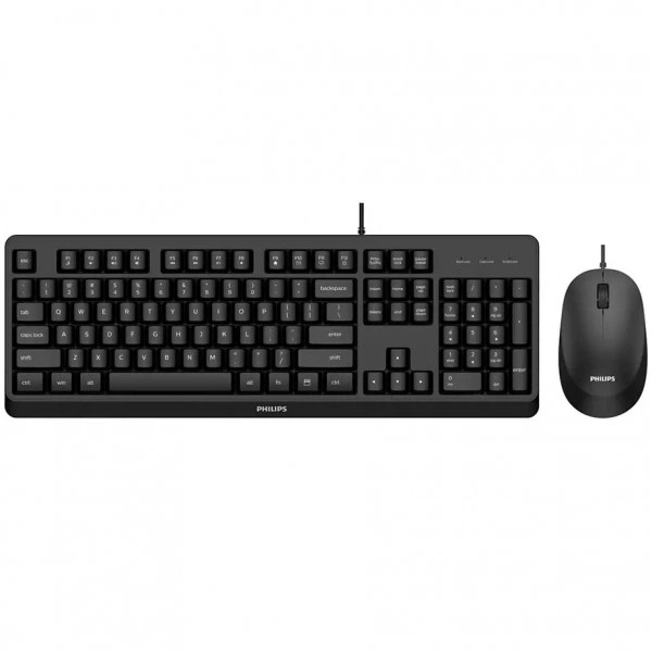 Комплект клавиатура и мышка проводной Philips 6207 UA 3кн мембранная черный (SPT6207BL/00) - Фото 1 Комплект клавиатура и мышка проводной Philips 6207 UA 3кн мембранная черный (SPT6207BL/00) - изображение 1