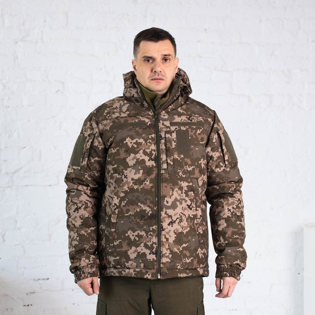 Куртка зимняя Пиксель софтшелл с подкладкой Omni-Heat, мужская утепленная камуфляжная куртка 46 - изображение 1