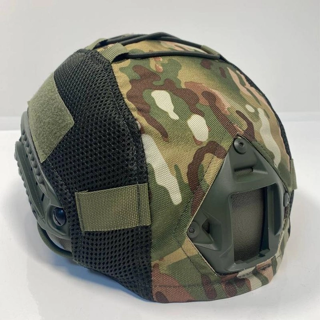 Кавер на каску FAST M-KET Мультикам ВСУ военный чехол на шлем с резинкой боковыми стропами и липучками для шевронов универсальный размер L-XL - изображение 1