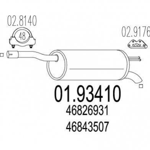 Глушник MTS 0193410 Fiat Doblo 51723622, 48785476, 46843507 - зображення 1