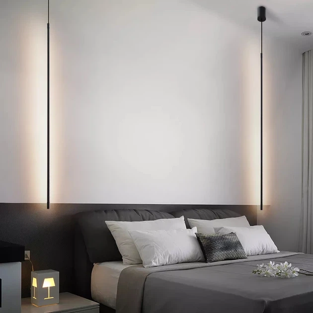 Люстра светодиодная подвесная LED светильник для квартиры на потолок лэд 27103 Черный 72-240х6х6 см. - изображение 3