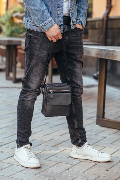 Сумка шкіряна через плече Tiding Bag IT-73302 Чорний 17 х 21 х 5 см - Фото 7 Сумка шкіряна через плече Tiding Bag IT-73302 Чорний 17 х 21 х 5 см - зображення 7