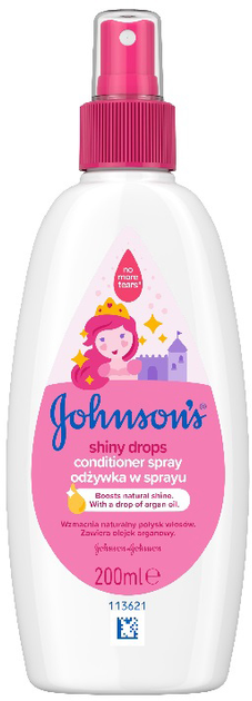 Кондиціонер для волосся Johnson's Shiny Drops спрей з аргановою олією та протеїнами шовку 200 мл (3574669909839) - зображення 1
