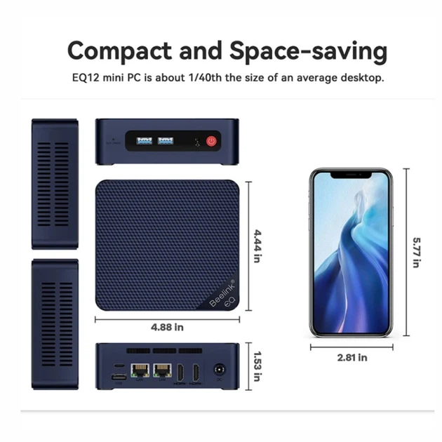 Міні комп'ютер Beelink EQ12 EQ12 Pro DDR5 Intel N100 (12th Gen