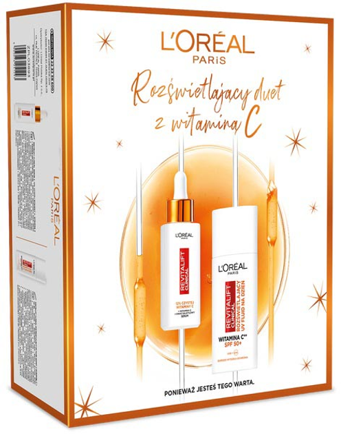 Набір L'oreal Paris Revitalift Clinical освітлювальна сироватка для обличчя 30 мл + денний крем SPF 50+ освітлювальний 50 мл (5905076251293) - зображення 1