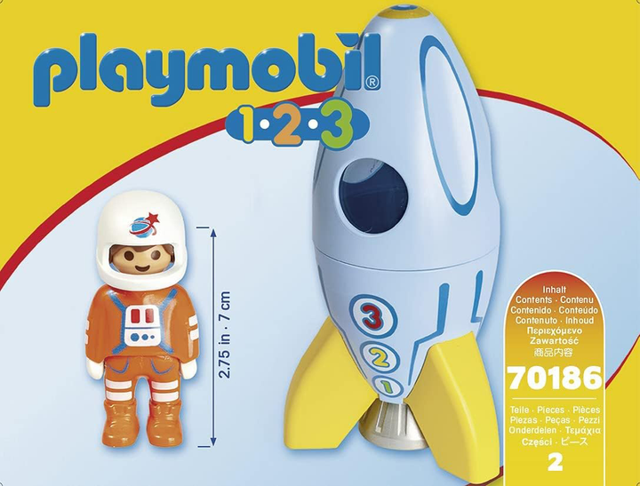 Zestaw figurek Playmobil 1.2.3 Astronaut with Rocket (4008789701862) - obraz 3
