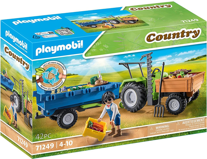 Набір фігурок Playmobil Country Tractor with Trailer (4008789712493) - зображення 1