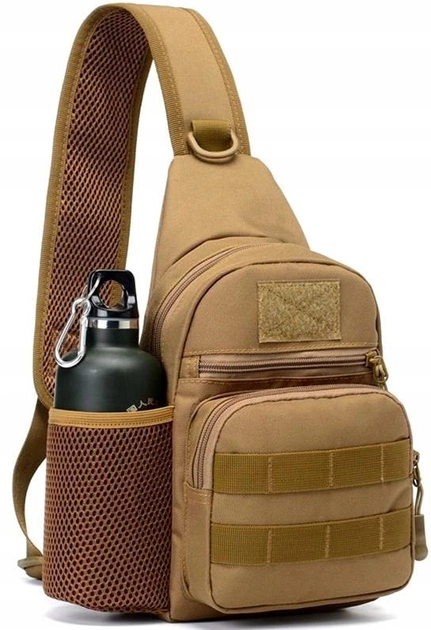 Тактическая, армейская мужская сумка-слинг Survival койот Edibazzar 24х16х8 см (sum0023854) Хаки - изображение 1
