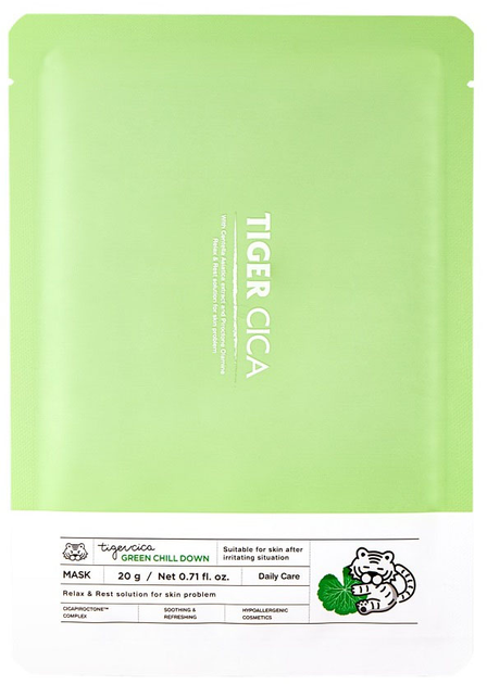 Маска тканинна It's Skin Tiger Cica Green Chill Down 20 г (8809663572778) - зображення 1