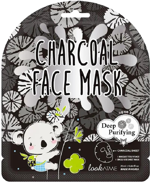 Maska do twarzy w płachcie Look At Me charcoal oczyszczająca 25 ml (8809417491072) - obraz 1