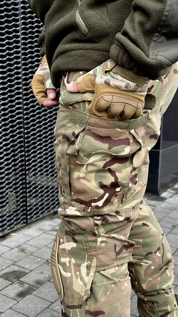 Штаны тактические мультикам зимние с наколенниками, военные штаны утепленные на синтепоне зимние multicam ЗСУ 54 - изображение 2