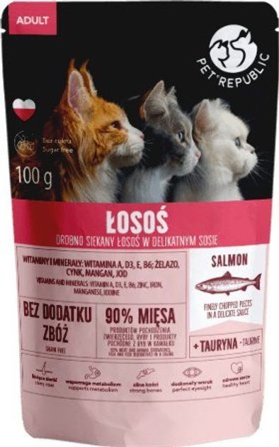 Mokra karma dla kotów Pet Republic Z lososiem 100 g (5904316130206) - obraz 1