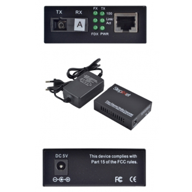 Медиаконвертер 10/100Base-TX to 100Base-FX 1550T/1310R, SM, SC/PC, 20 км Step4Net (MC-A-0,1-1SM-1550nm-20) - изображение 1