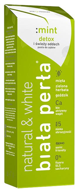 Pasta do zębów Biała Perła Mint bez fluoru 75 ml (8588006264609) - obraz 1