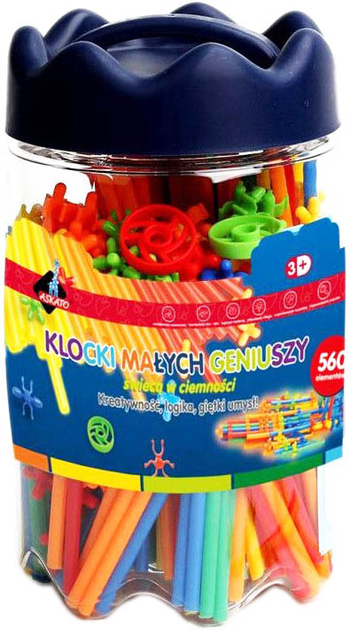 Klocki konstrukcyjne Askato Blocks Straws Glow in The Dark 560 elementów (6901440116518) - obraz 1