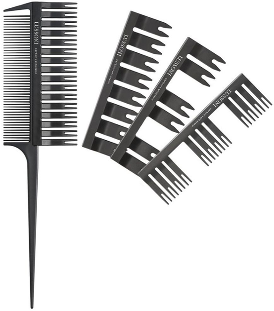 Grzebień do włosów z nasadkami Lussoni DC 500 Set Tail Comb (5903018916538) - obraz 1