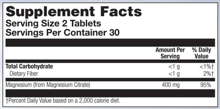 Magnesium Citrate 400mg - 60 tabs цитрат магнію для розслаблення, зменшення напруги, підтримки сну та роботи м’язів - изображение 2