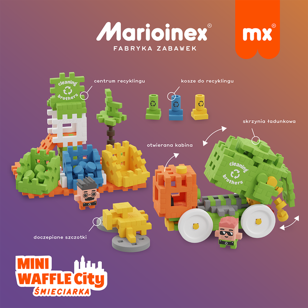 Конструктор Marioinex Mini Waffle City Сміттєвоз 148 деталей (5903033903131) - зображення 3