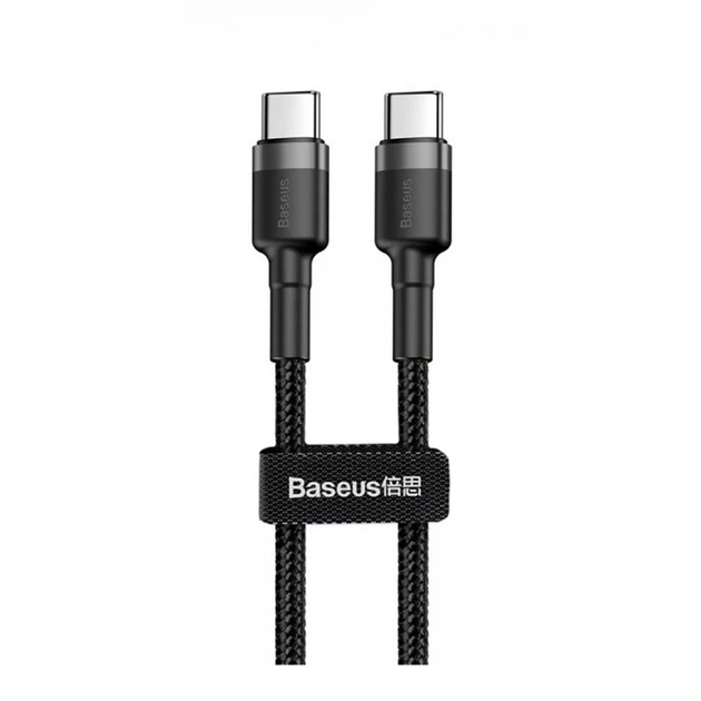 Кабель Baseus Cafule Type-C to Type-C PD 2.0 60W (2m) gray/black - Фото 1 Кабель Baseus Cafule Type-C to Type-C PD 2.0 60W (2m) gray/black - зображення 1