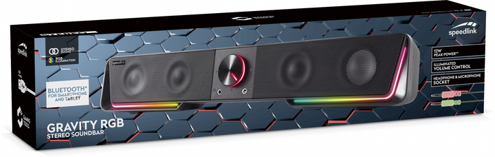 System akustyczny Gravity RGB Stereo Soundbar Czarny (SL-830200-BK) - obraz 4