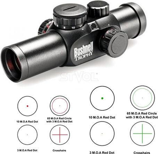 Приціл коліматорний Bushnell 1х28 "Trophy M", Red/Green Dot, Interchangeable ret - зображення 2